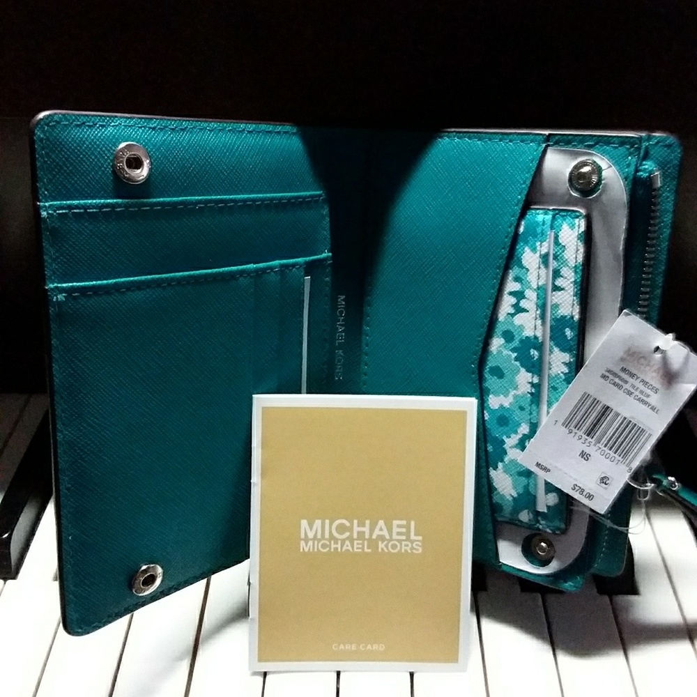 Michael more tile-blue card case wallet